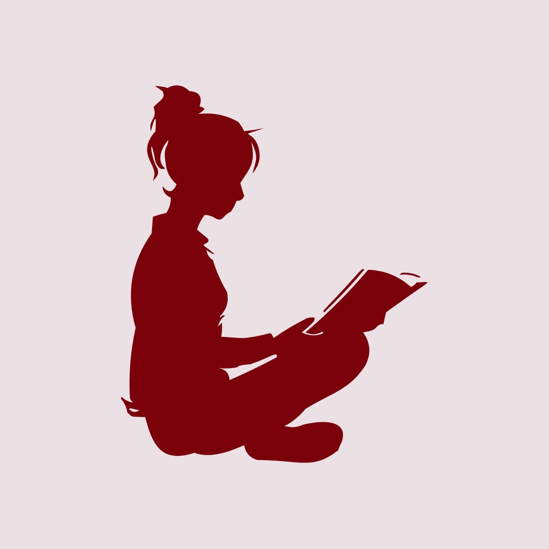 Silhouette d'une jeune fille en train de lire.